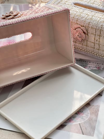 小香風毛呢硬殼面紙盒6