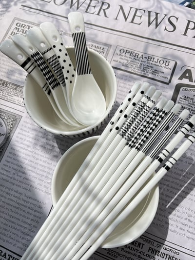 北歐風幾何圖案陶瓷飯碗餐具11