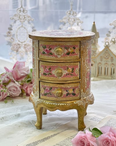 義大利佛羅倫斯手繪圓型高腳珠寶盒3