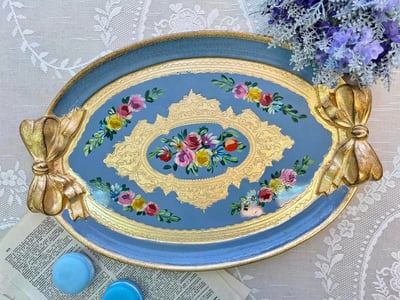 義大利佛羅倫斯手繪緞帶橢圓拖盤4