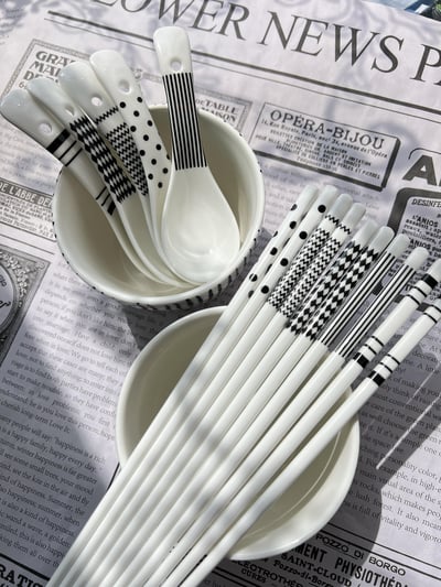 北歐風幾何圖案陶瓷飯碗餐具11