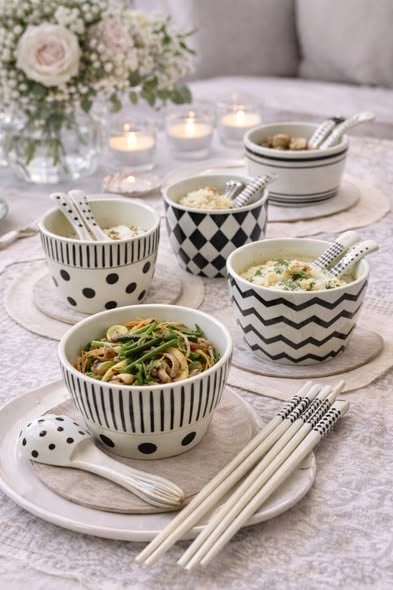 北歐風幾何圖案陶瓷飯碗餐具1