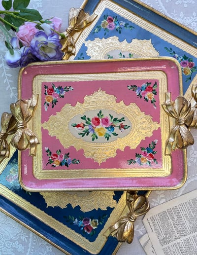 義大利佛羅倫斯手繪蝴蝶結裝飾托盤1