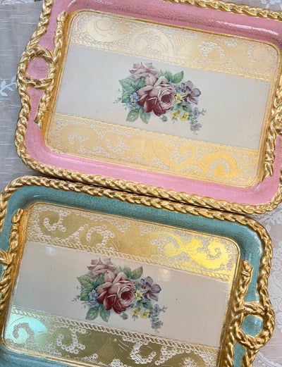 義大利佛羅倫斯手工玫瑰長方繩結托盤1