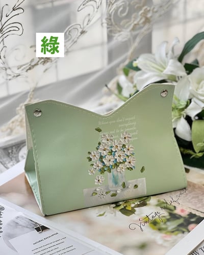 花卉皮革面紙盒4