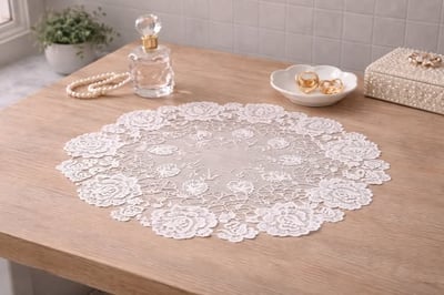 法式圓形小玫瑰蕾絲墊3