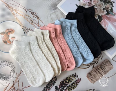 日系菱格紋淺口襪(一組5色)1