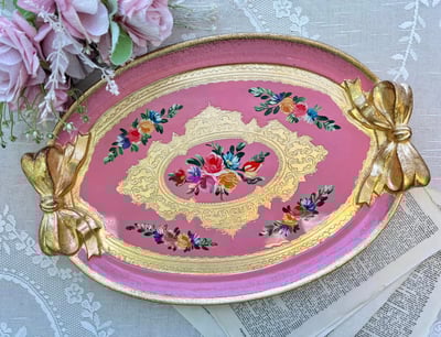 義大利佛羅倫斯手繪緞帶橢圓拖盤2