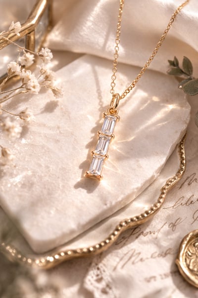 法式極簡三鑽直條可變式吊墜3