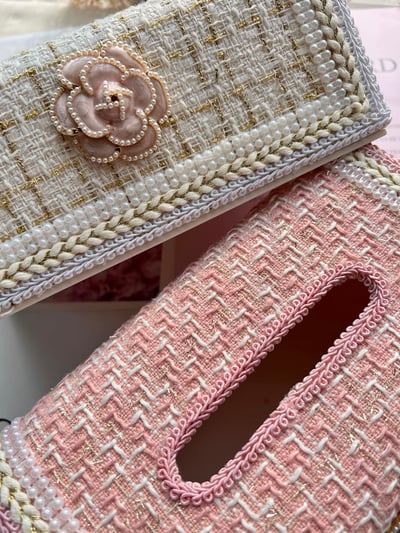 小香風毛呢硬殼面紙盒5