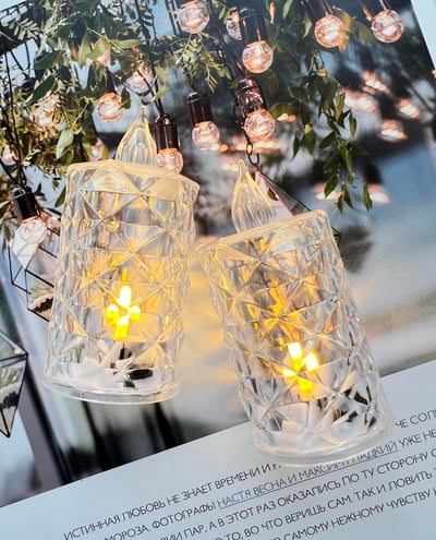 水晶菱紋LED仿真蠟燭燈4