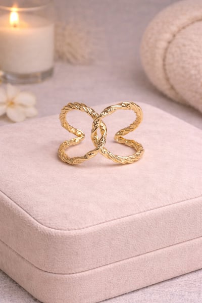 法式金色雙環可調式戒指1