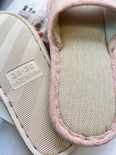 日系純色棉麻拖鞋5