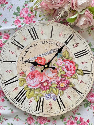 Isabelle Rose系列-木質玫瑰掛鐘3