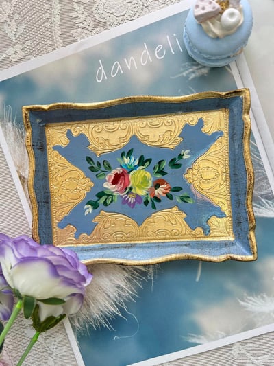 義大利佛羅倫斯手繪玫瑰小茶盤3