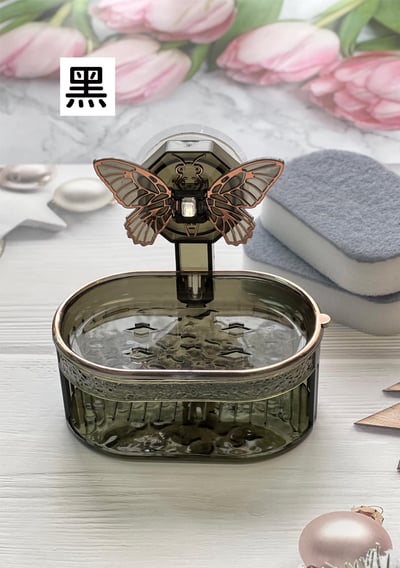 輕奢蝴蝶吸盤雙層肥皂盒4