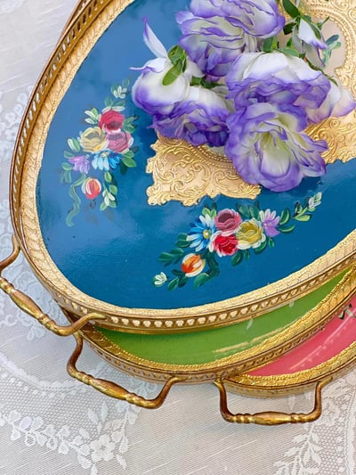 義大利佛羅倫斯手工銅框雙耳橢圓盤8