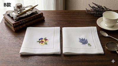 手工刺繡棉麻餐墊/餐巾 (雙件組)6