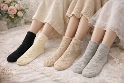 日系文青風中長襪/襪子(4入組)1