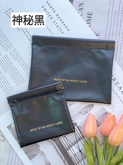 皮革自動開合收納包一組(大+小)6