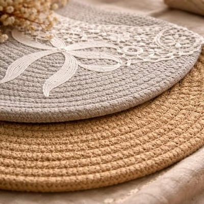 法式蕾絲棉線編織餐墊6