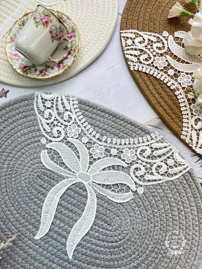 棉質橢圓編織餐墊1