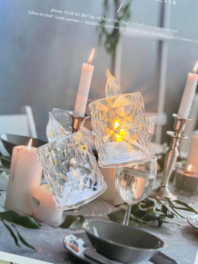水晶菱紋LED仿真蠟燭燈3
