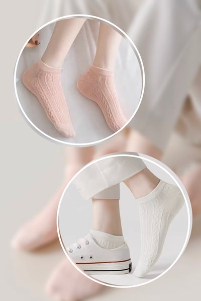 日系菱格紋淺口襪(一組5色)5