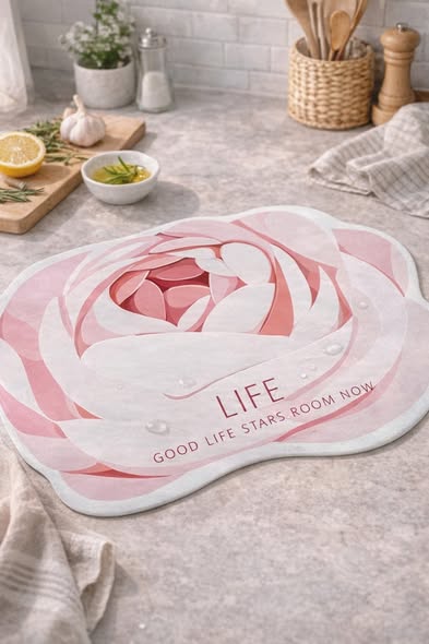 玫瑰花廚房檯面硅藻土軟墊1