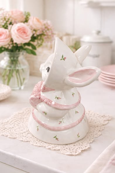 花帽兔小姐陶瓷擺飾3