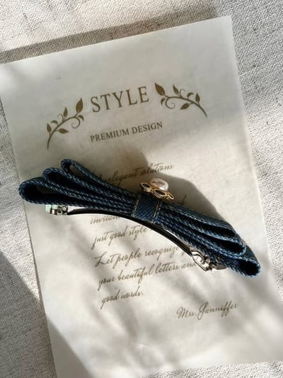 法式珍珠丹寧髮夾4