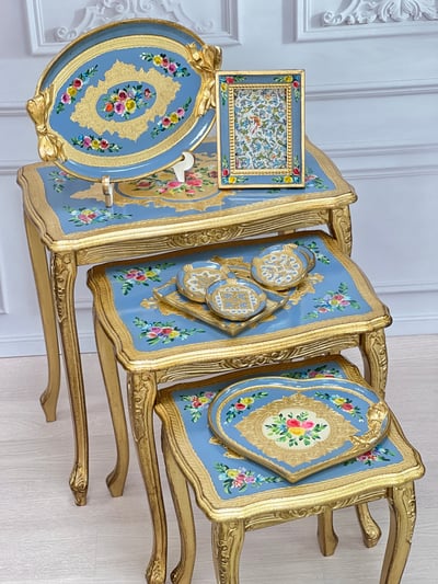 義大利佛羅倫斯手工復古平面三層桌1