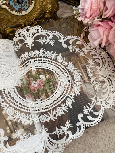玫瑰刺繡蕾絲桌墊8