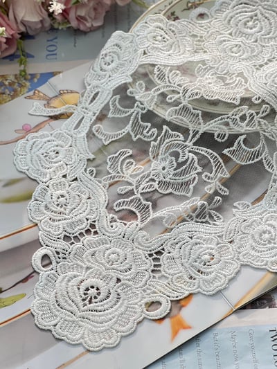 法式雅致玫瑰蝴蝶結蕾絲墊3