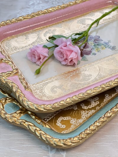 義大利佛羅倫斯手工玫瑰長方繩結托盤4