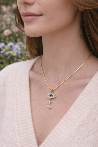 法式藍眸守護月亮可變式吊墜2