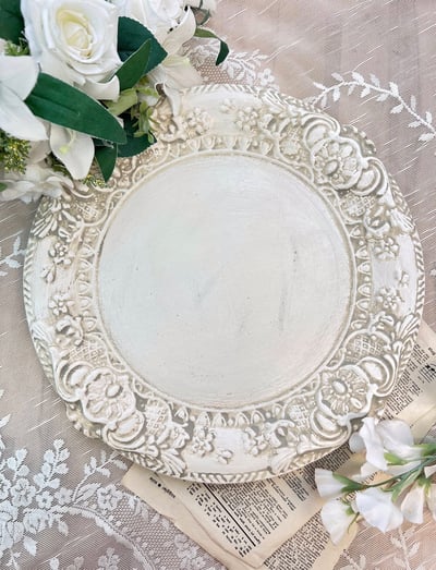 義大利佛羅倫斯浮雕純白托盤/餐盤裝飾墊1