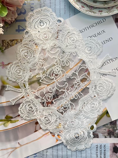 法式雅致玫瑰蝴蝶結蕾絲墊5