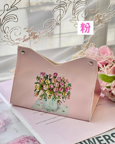 花卉皮革面紙盒2
