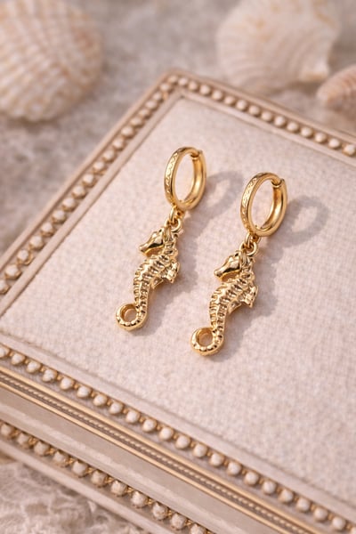 法式金色小海馬可變式吊墜4