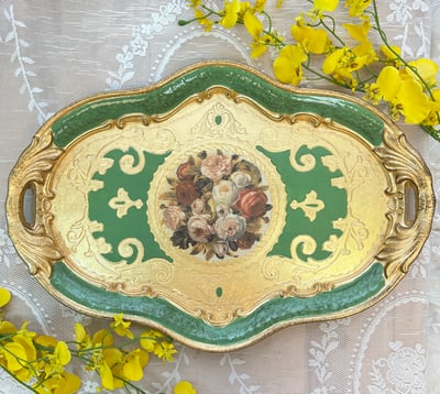 義大利佛羅倫斯手工玫瑰橢圓托盤4