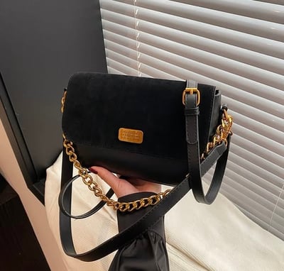 麂皮輕奢鍊條小方包 (附長背帶)1