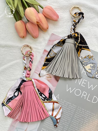 絲巾荔枝紋流蘇包包掛件/掛飾1