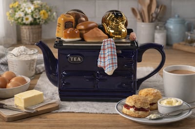 英國造型壺-藍色烘培日Aga壺(大)Baking Day Aga Style1