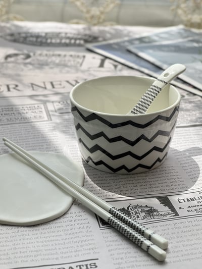 北歐風幾何圖案陶瓷飯碗餐具8