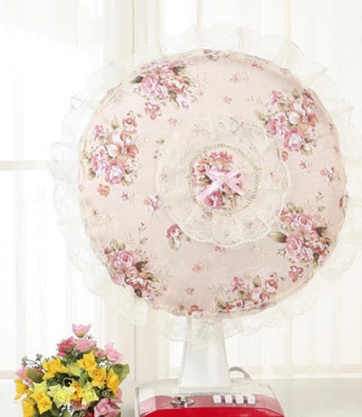 歐式花朵蕾絲邊風扇罩3