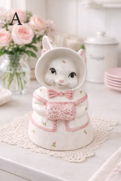 花帽兔小姐陶瓷擺飾4