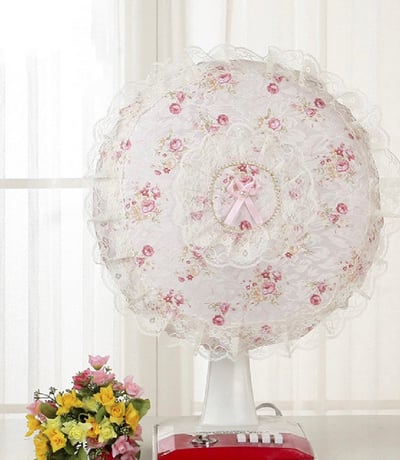歐式花朵蕾絲邊風扇罩2