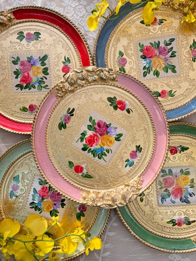 義大利佛羅倫斯手工水果圓形小茶盤1