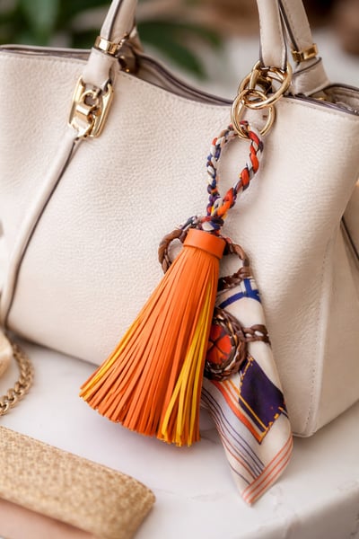 絲巾荔枝紋流蘇包包掛件/掛飾5